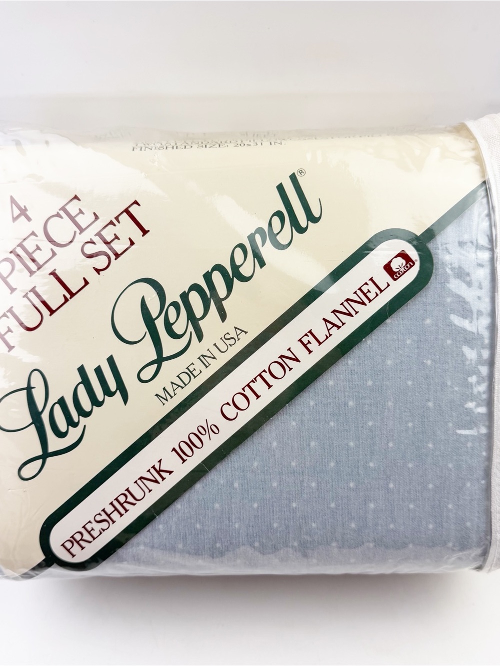 Vtg 90s Lady Pepperell Flannel Cotton Sheet Full Set Scandinavia Cozy Cottage